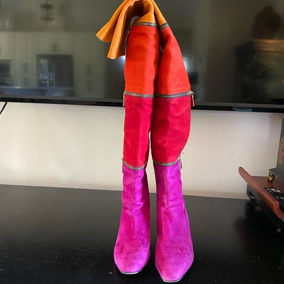 ANNE KLEIN COUTURE VINTAGE THIGH HIGH SUEDE BOOTS PREOWNED SIZE:7 - Picture 4 of 9